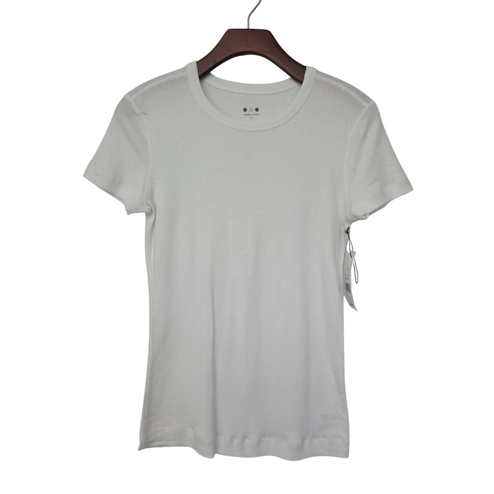 Three Dots T-Shirt Short Sleeve Crew Neck Womens S White NWT $44